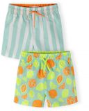 Minoti jongens zwembroek 2-pack gestreept en citrus - mint