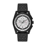 Armani Exchange Herenhorloge, chronograaf kwartsuurwerk en 42 mm behuizing met siliconen band, Mat zwart, 42 mm, koord