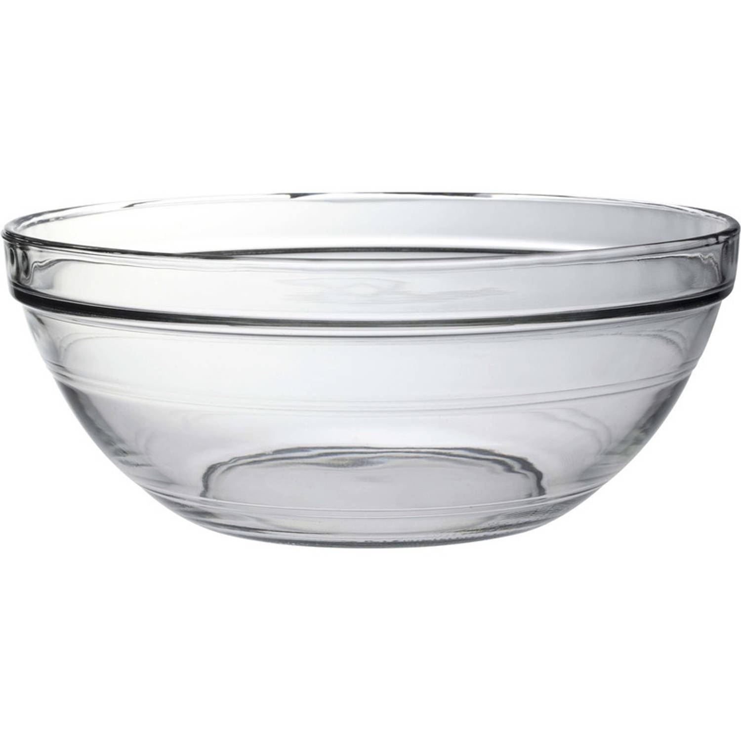 Duralex 4x Serveerschalen/saladeschalen rond van glas 12.3 x 31 cm 3.45 liter - Schalen en kommen - Keuken accessoires