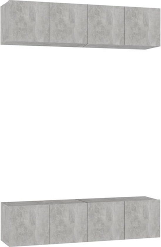 vidaXL Tv-meubelen 4 st 60x30x30 cm bewerkt hout betongrijs