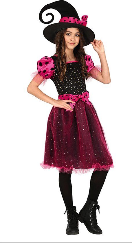 Fiestas Guirca Pink Witch Halloween Kostuum Meisjes (10-12 jaar) - Maat 140/152
