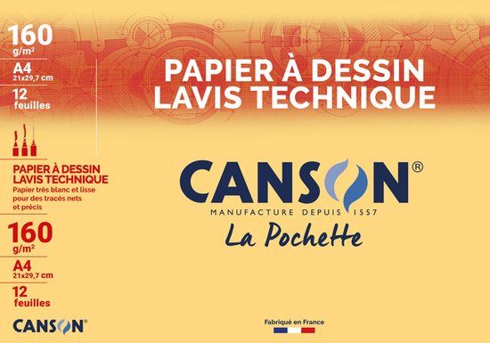 Canson Tekenblok Technisch 240 x 320 mm 160 g/m² Wit Glad 12 Vel