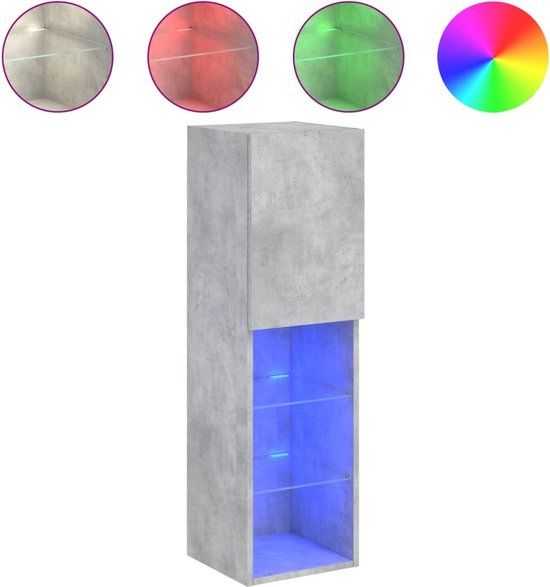 vidaXL TV-meubel met LED-verlichting 30,5x30x102 cm betongrijs