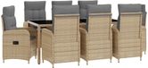 vidaXL - Outdoor Dining Table Set - 9 pcs - Beige and Light Gray - Poly Rattan