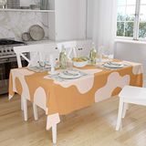 Bonamaison Tafelkleed, Anti-Mold, Sneldrogend, Waterdicht, 100% Polyester Tafellaken, Oranje, gebroken wit, 140 x 160 Cm - Ontworpen en Vervaardigd in Turkije