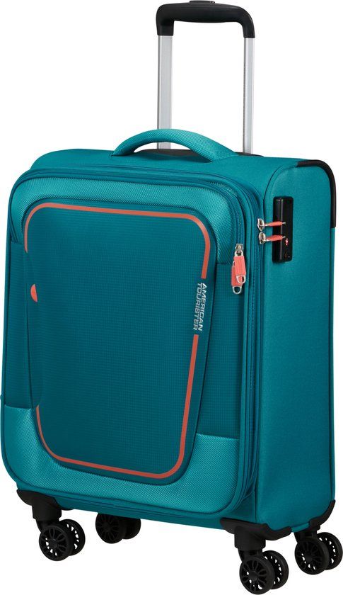 American Tourister Pulsonic Spinner 55cm Handbagage Softcase Polyester Stone Teal