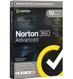 Norton 360 Advanced - 10 Apparaten - 1 Jaar - Met 200 GB cloudback-up