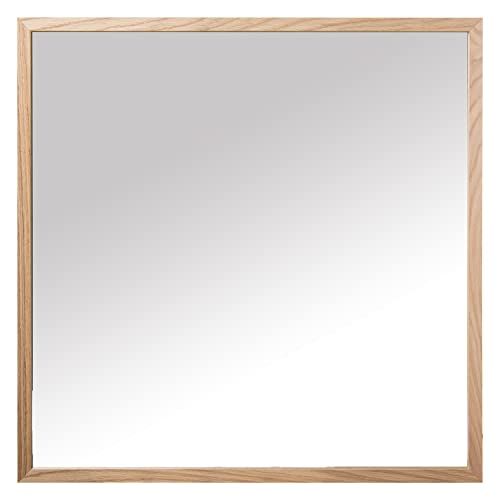 DRW Vierkante wandspiegel van hout, natuur, 84 x 84 cm
