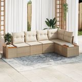 vidaXL Tuinbank Set met kussen 5 pcs Beige Poly rattan