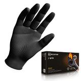 GoGRIP+ Nitril handschoenen, poedervrij, zonder latex, diamantstructuur, maat: XXL - 50 stuks, kleur: GoGrip zwart