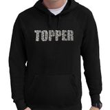 Bellatio Decorations Shoppartners Bv Glitter foute trui met capuchon zwart Topper glitter steentjes/ rhinestones voor heren - Hoodies - Glitter kleding/ foute party outfit S