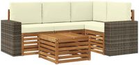 vidaXL Hoek loungeset 4 zitplekken Polyester Natuurlijk en crème Inclusief tafel