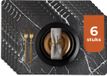 Castagnola Lederlook Placemats - Antislip Placemat van Kunstleer - Waterafstotende Onderlegger - Onderzetter - 6 Stuks - 45 x 30 cm - Zwart/Wit - Marmerpatroon