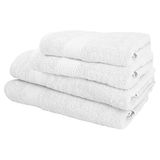 Set van 4 badhanddoeken: 2 washandjes 50 x 90, 2 douchehanddoeken 70 x 140 cm, 450 g/m2, 100% katoen, wit