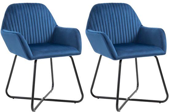 vidaXL Eetkamerstoelen 2 stuks fluweel blauw