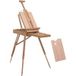 Homcom Chevalet d'artiste pliable avec support, boîte à peinture, rangement, hauteur réglable, bois de hêtre clair
