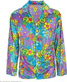 Widmann Hippie Kostuum - Power To The Hippie Flower Man - Blauw/Paars - Polyester - M/L