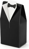 Merkloos PartyDeco Cadeaudoosjes Bruidegom - Bruiloft - 60 stuks - Zwart/Wit - 7 x 9 cm