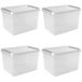 Sunware Comfort Line Opbergbox Set van 4 52L – 50x40x38cm – Transparant Metaal – Grote Opbergbox – Stapelbaar
