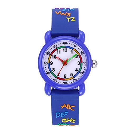 VILLCASE Polshorloge-1Pc mooie 3D cartoon horloge delicaat waterdicht quartz horloge voor kinderen kinderen (blauw)