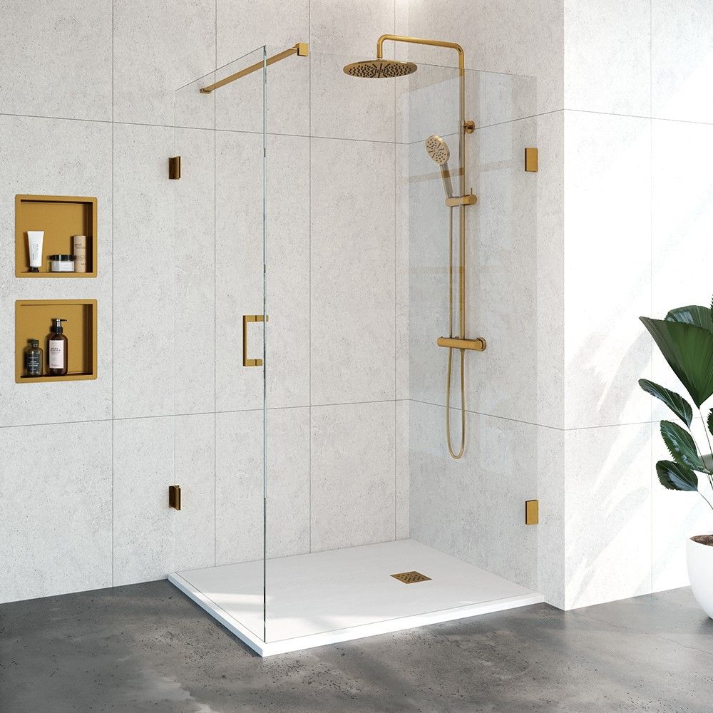 Tapo Creative rechthoekige douchecabine 2 delig 120x90 goud - 200cm hoog