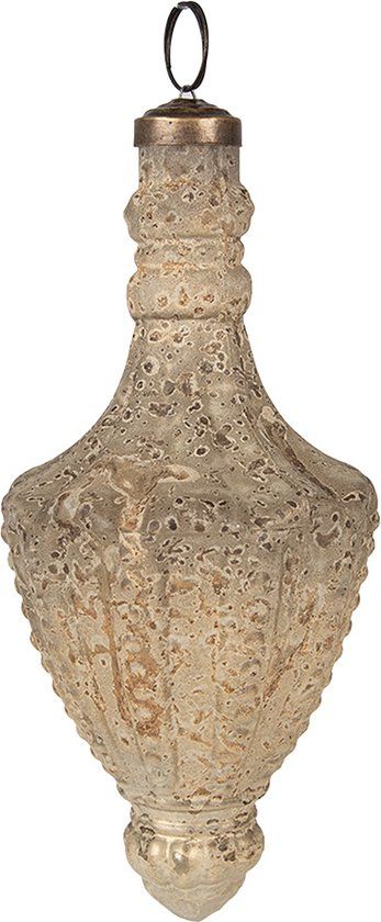Clayre & Eef Kerstbal Ø 7 cm Beige Glas - Metallic - 1 Stuk