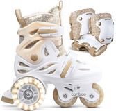 Cariboo Ballerina - Kinderrolschaatsen - Verstelbare maat (31-34) - Glitter Goud - Beschermers - LED-wielen