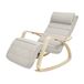JOYFURNOS Fauteuil à bascule Beige En bois de bouleau Avec repose-pieds réglable Et housse amovible 121,5*65*84 cm