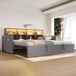 STILVORA Gestoffeerd Bed 90x190 cm – Slaapbank Met Uitschuifbaar Bed – Hoofdbord Met Opbergvakken Ledverlichting & Oplaadpunten – Zonder matras – Fluweel – Donkergrijs