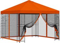 vidaXL Tuinpaviljoen met zijwanden, 3 x 3 meter, oranje, polyester en staal