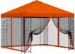 vidaXL Tuinpaviljoen met zijwanden, 3 x 3 meter, oranje, polyester en staal