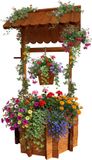 Relaxdays Waterput - tuindecoratie - 114 cm - hout - oranje