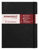 Clairefontaine 794461C Nomaddict (ex Age Bag) Genaaid Notitieboek Elastiek My.Essential Zwart - B5 19x25 cm - 192 Pagina's Genummerd Gelijnd - Ivoorkleurig Papier 90 g - Omslag Glanskarton Lederkorrel