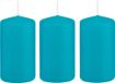 Trend Candles Cilinderkaars/stompkaars - 3x - turquoise - 5 x 10 cm - 23 branduren