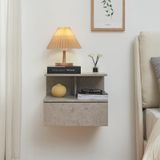 en.casa Zwevend nachtkastje Amberg 40x35x31 cm betonkleurig licht
