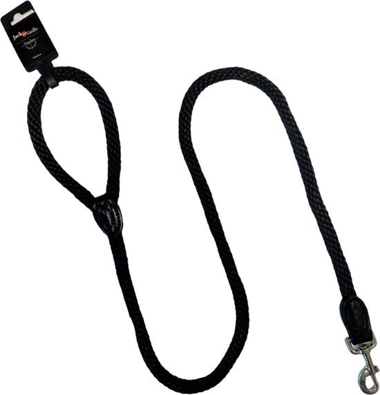 Jack And Vanilla Walkabout Leiband - Zwart - 15mm x 135cm - Hondenriem met Karabijnhaak