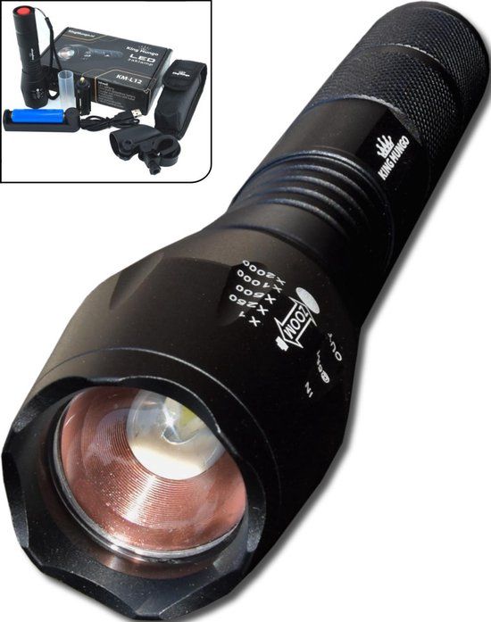 King Mungo KM-L12 LED Zaklamp - 1500 Lumen - Oplaadbaar - Complete Set