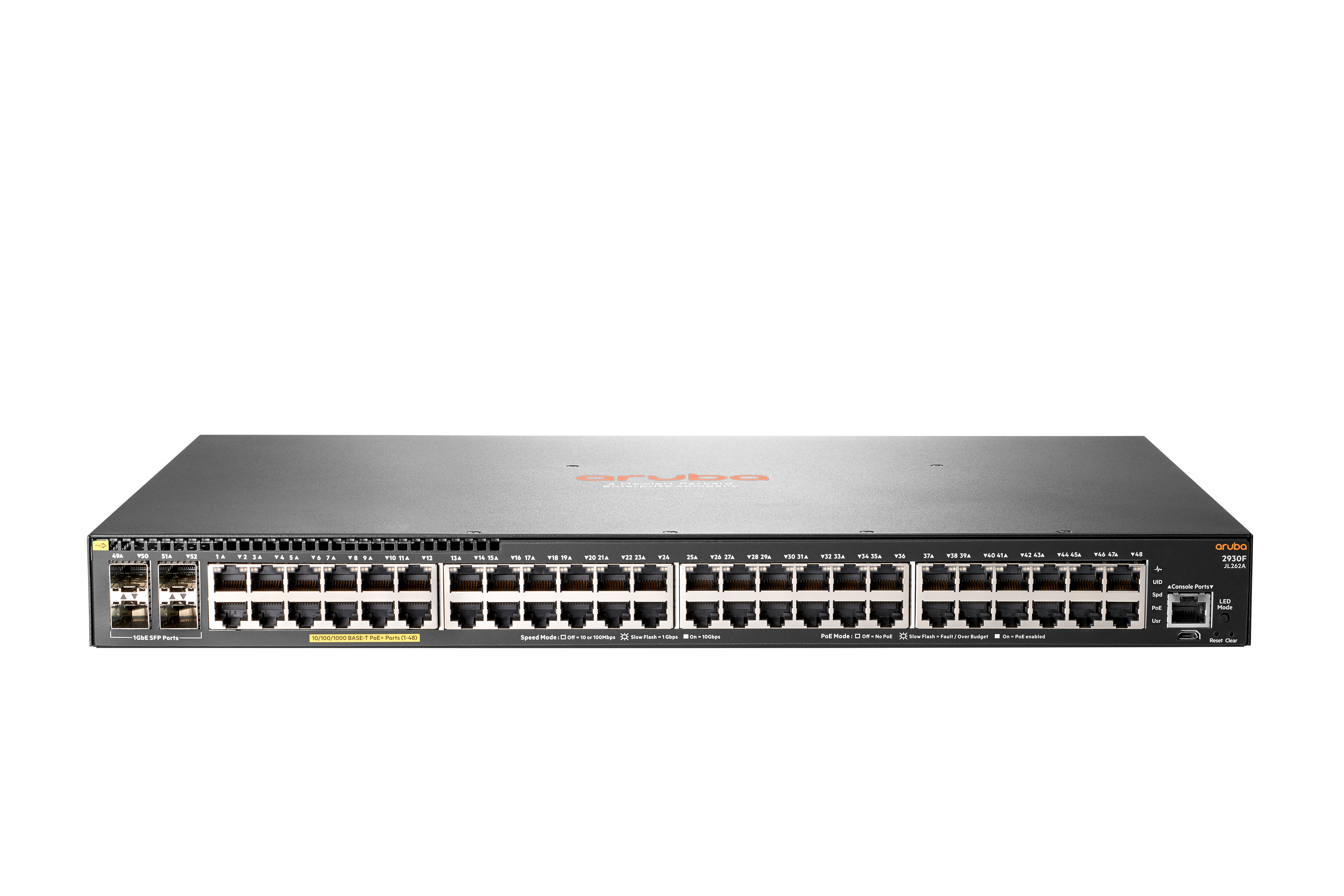 HP Aruba 2930F 48G PoE+ 4SFP Switch - JL262A