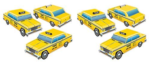 Beistle Driedimensionale Taxi Cabine Centerpieces - 6 Stuks - New York City Party Decoraties