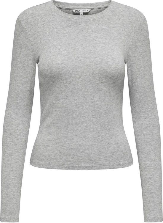 ONLY ONLRILEY O-NECK L/S TOP JRS NOOS Dames T-shirt - Light Grey Melange - XL