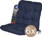 Beautissu Flair NL – Set van 6 kussens voor buiten Lage rug Blauw – 100x50 cm – Zitkussen matkussen voor tuinmeubelen