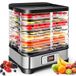 Nictemaw 400 W voedseldroger met 8 droogniveaus, droger voor vlees, groenten en fruit, instelbare temperatuur 35-70 °C, zilver/zwart
