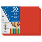 Dohe A3-karton, rood, voor knutselen en afdrukken (50 stuks) - 21 x 29,7 cm - 180 g/m² - kantoormateriaal