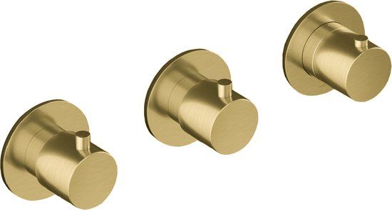 hotbath Douchekraan Cobber Afbouwdeel Thermostatisch Rond Horizontaal Geborsteld Messing PVD 3 Greeps