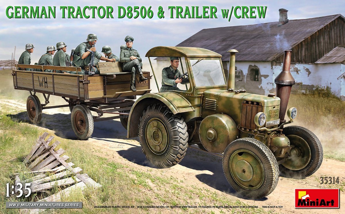 MiniArt 1:35 35314 German Tractor D8506 & Trailer with Crew Plastic kit