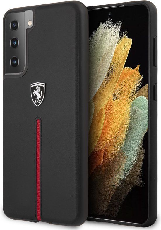 Ferrari Backcase hoesje voor Samsung Galaxy S21 Plus - Leer - Zwart