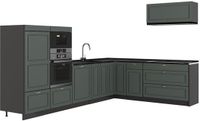 Vicco Hoekkeuken Fame-Line, Groen-Goud Landhuis/Antraciet, 327 x 227 cm zonder werkblad