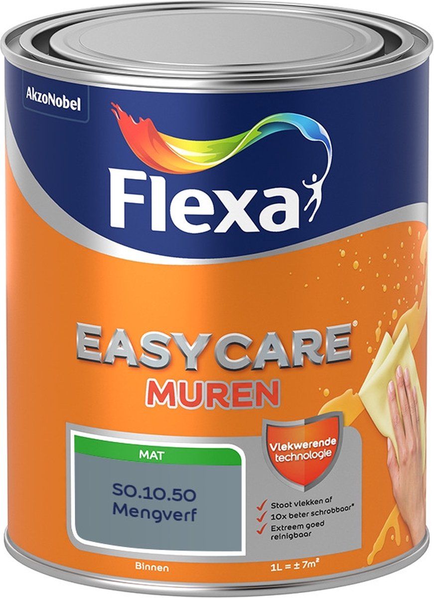 FLEXA Easycare Muurverf - Mat - Mengkleur - S0.10.50 - 1 liter