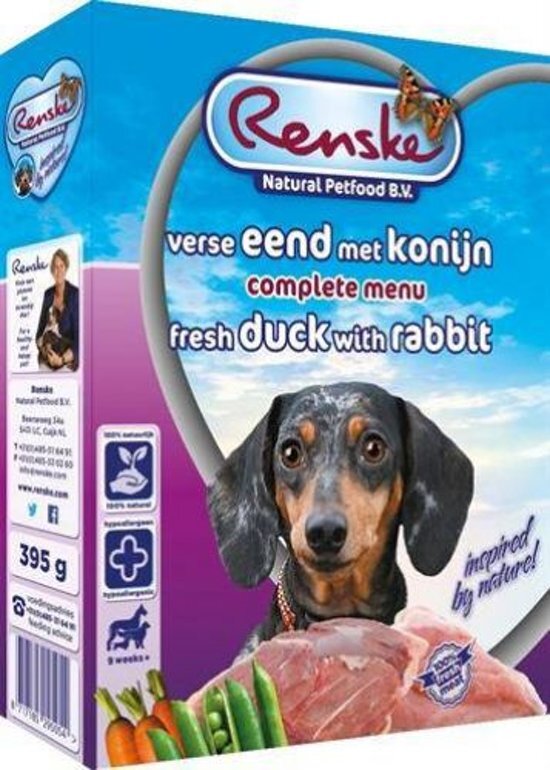 RENSKE Vers Vlees - Eend/Konijn - Hondenvoer - 395 g