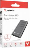 Verbatim TurboMetal Serie - Externe SSD - 2TB - USB4 Type-C - Grijs